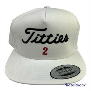 TITTIES Snap Back Golf Cap Hat White